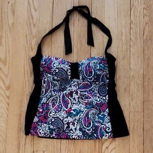 Catalina Paisley Print Halter Tankini Swim Top Size Medium